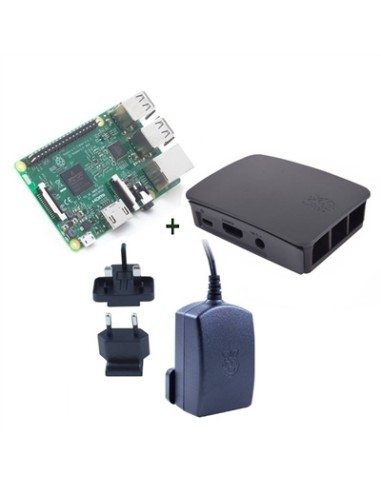 Raspberry kit Pi 3 + caja negra+ fuente 5.1V negra - Imagen 1