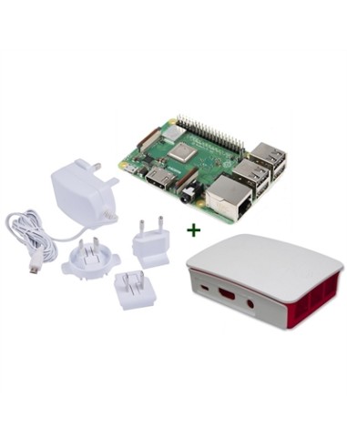 Raspberry kit Pi 3 B+ + caja bca/roja + fuente b - Imagen 1