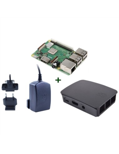 Raspberry kit Pi 3 B+ + caja negra + fuente negra - Imagen 1