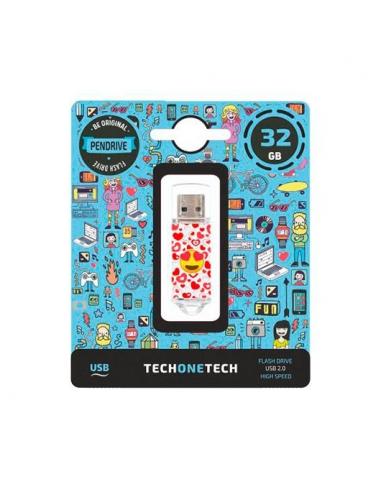 PENDRIVE 32GB TECH ONE TECH EMOJITECH HEART-EYES - Imagen 1
