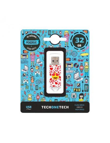PENDRIVE 32GB TECH ONE TECH EMOJITECH HEART-EYES - Imagen 1