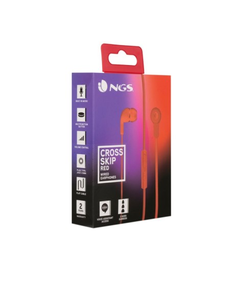 NGS Auriculares metálicos cplano 1.2m Rojo - Imagen 4