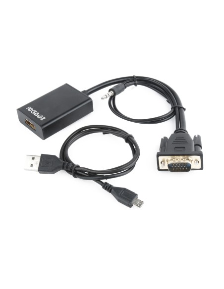 ADAPTADOR GEMBIRD HDMI A VGA  0,15M CON AUDIO 3.5MM