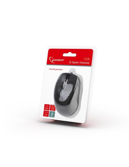 Gembird MUS-GU-01 ratón USB Laser 2400 DPI Ambidextro Negro