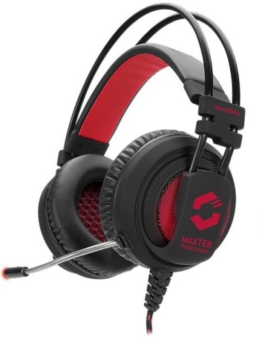 SPEEDLINK SL-860002-BK auricular con micrófono Binaural Diadema Negro, Rojo