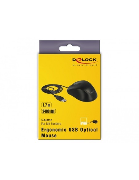 Delock Mouse USB óptico ergonómico de 5 botones -