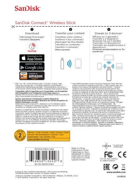 Sandisk Connect Wireless Stick unidad flash USB 16 GB USB tipo A 2.0 Negro