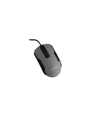 Approx USB Optical Mouse Grey ratón Óptico 1000 DPI Ambidextro