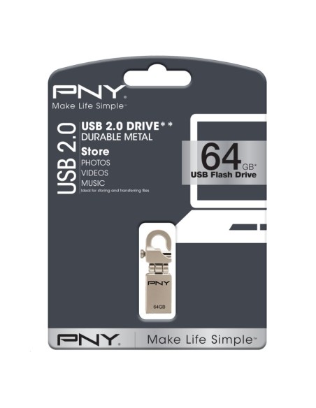 PNY Micro Hook Attaché 64GB unidad flash USB USB tipo A 2.0 Oro