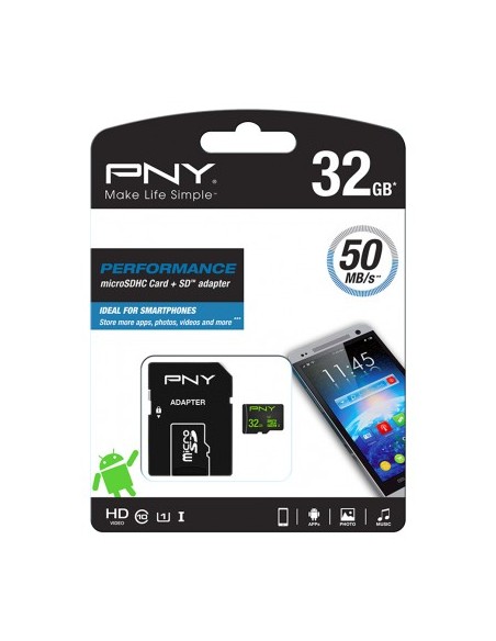 PNY Performance memoria flash 32 GB MicroSDHC Clase 10 UHS-I