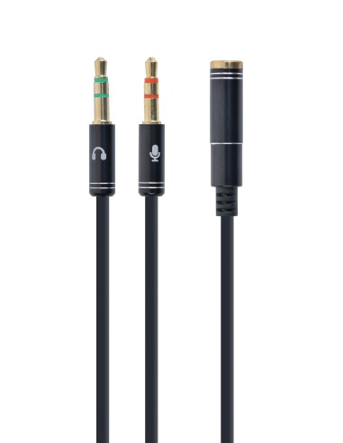 CABLE ADAPTADOR AUDIO + MICROFONO DE 3,5MM A 2 DE 3,5MM