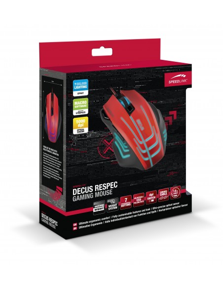 SPEEDLINK Decus Respec ratón USB Óptico 5000 DPI mano derecha