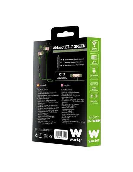 Woxter Airbeat BT-7 Auriculares Dentro de oído Oro, Verde