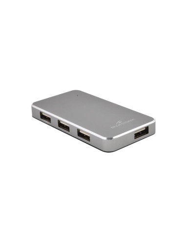 Bluestork HUB-USB2-4U-PS nodo concentrador USB 2.0 480 Mbit s Aluminio
