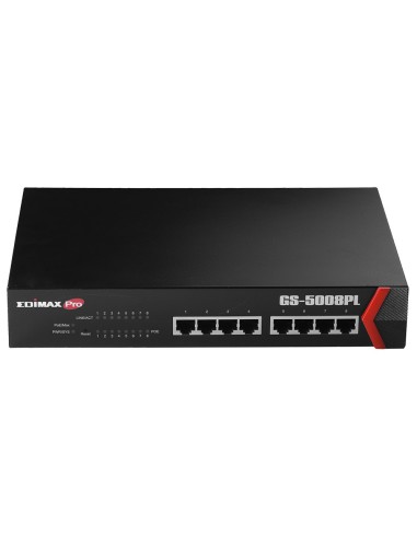 Edimax GS-5008PL switch Gigabit Ethernet (10 100 1000) Negro Energía sobre (PoE)