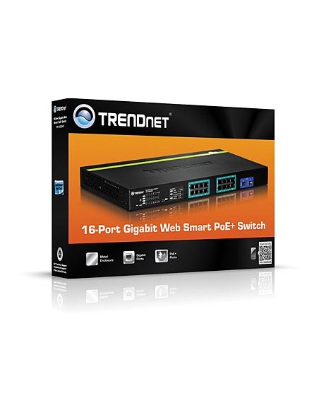 Trendnet TPE-1620WS switch Gestionado L2 Gigabit Ethernet (10 100 1000) Negro 1U Energía sobre (PoE)