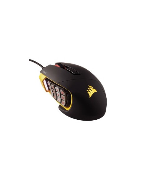 Corsair Scimitar PRO ratón USB Óptico 16000 DPI mano derecha Negro, Amarillo