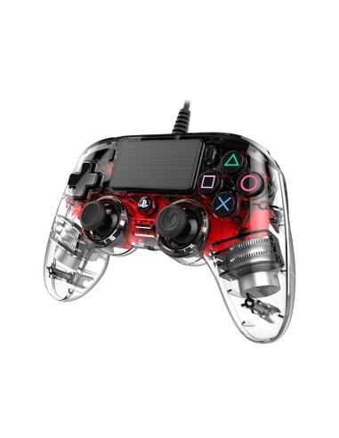 NACON PS4OFCPADCLRED mando y volante Gamepad PlayStation 4 Analógico Digital Rojo, Transparente
