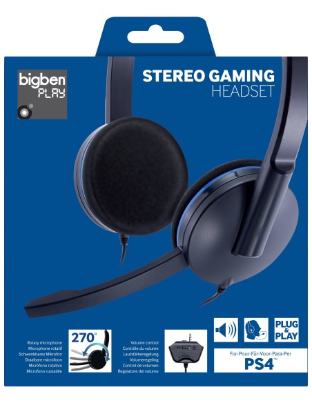 Bigben Interactive PS4GAMINGHEADSET auricular con micrófono Binaural Diadema Negro, Azul