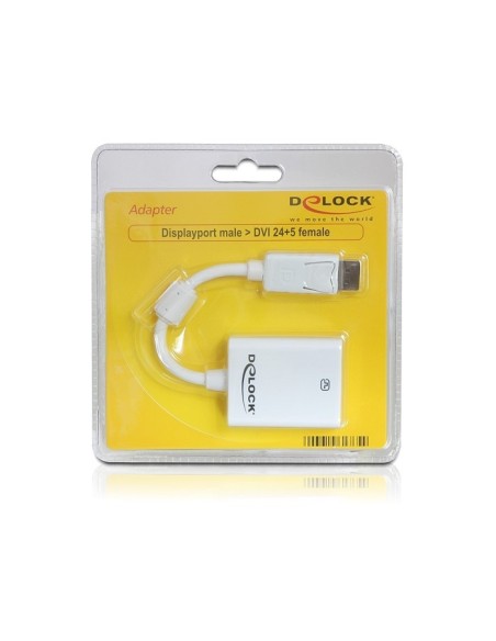 DeLOCK 61765 adaptador de cable DisplayPort DVI-I Blanco