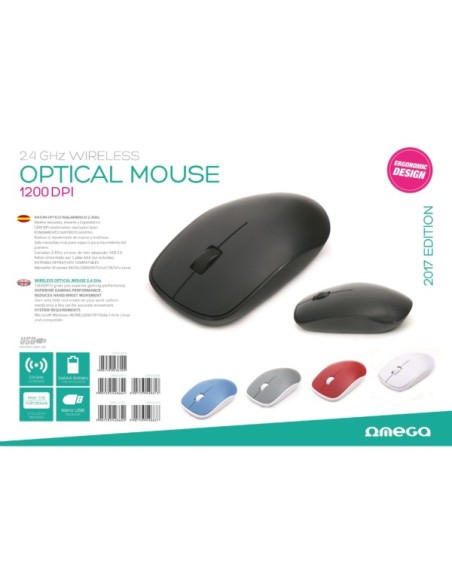 Omega OM0420WW ratón RF inalámbrico Óptico 1200 DPI Ambidextro Blanco
