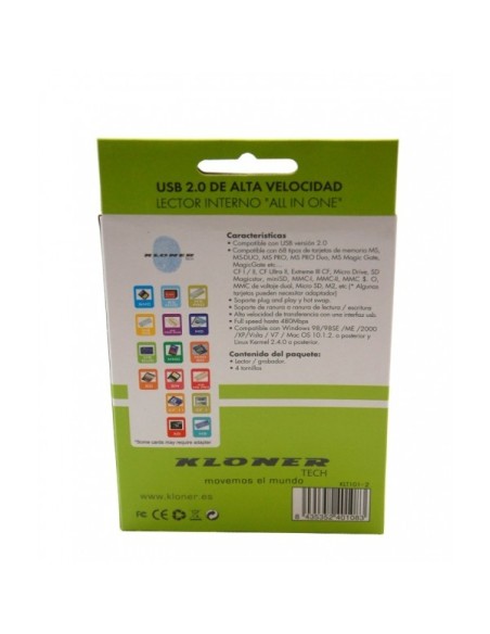 Kloner KLT101 lector de tarjeta Interno USB 2.0 Negro
