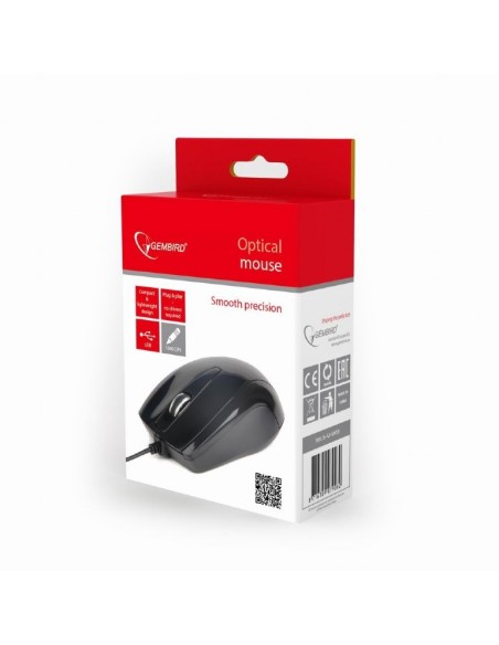Gembird MUS-U-003 ratón USB Óptico 1000 DPI Ambidextro Negro