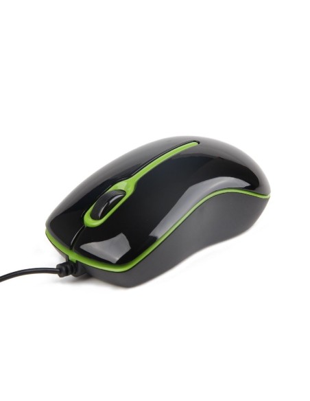 Gembird MUS-U-004-G ratón USB Óptico 1000 DPI Ambidextro Negro, Verde