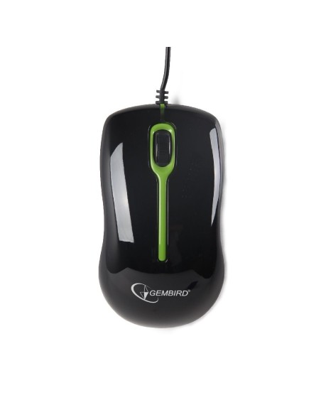 Gembird MUS-U-004-G ratón USB Óptico 1000 DPI Ambidextro Negro, Verde