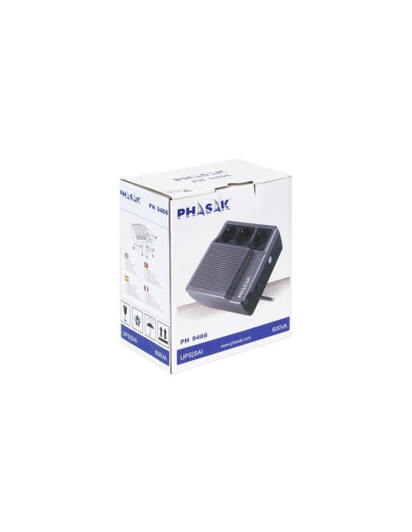 Phasak PH 9466 sistema de alimentación ininterrumpida (UPS) 3 salidas AC Línea interactiva 600 VA 300 W