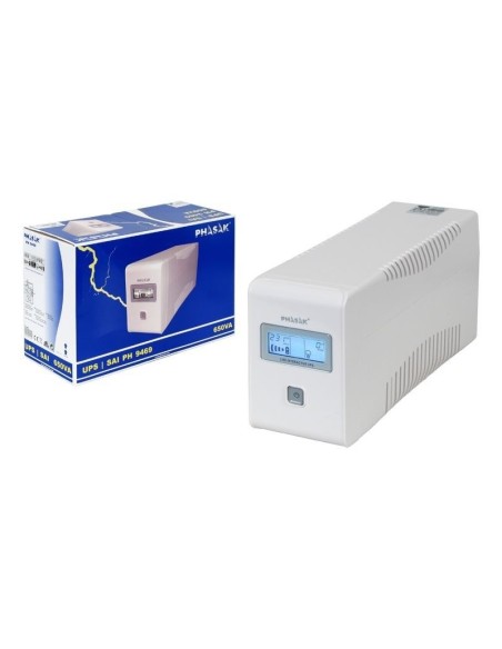 Phasak PH 9469 sistema de alimentación ininterrumpida (UPS) 650 VA 2 salidas AC Línea interactiva