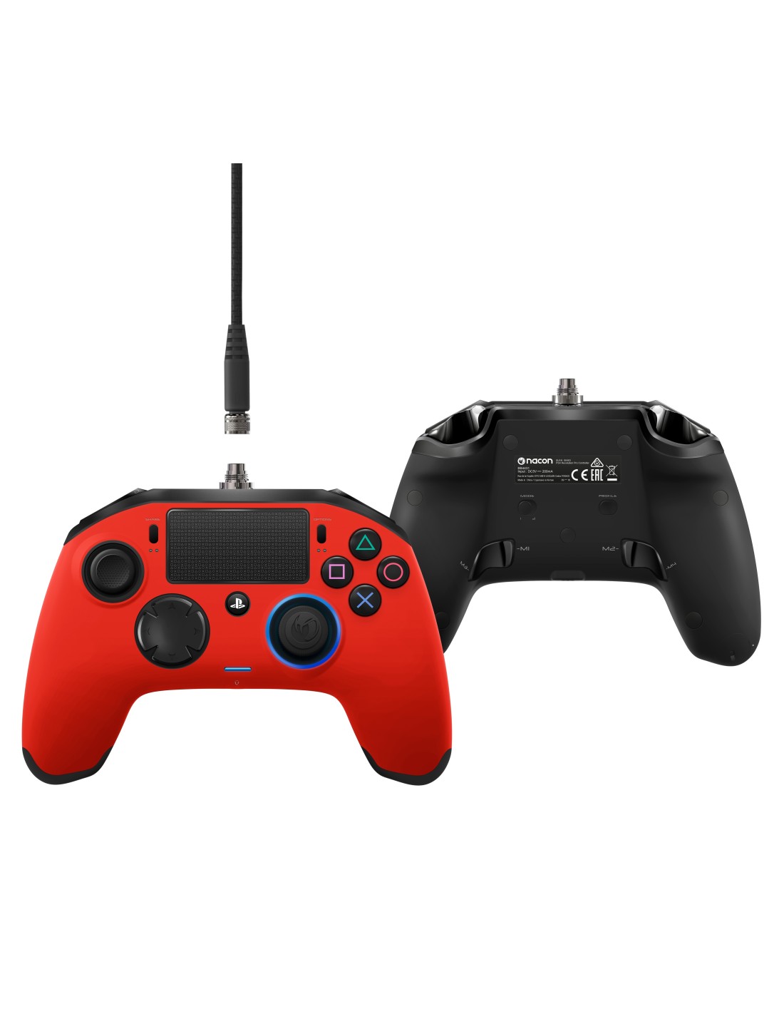 NACON - PS4OFCPADCLRED mando y volante Rojo, Transparente USB Gamepad  Analógico/Digital PC, PlayStation 4
