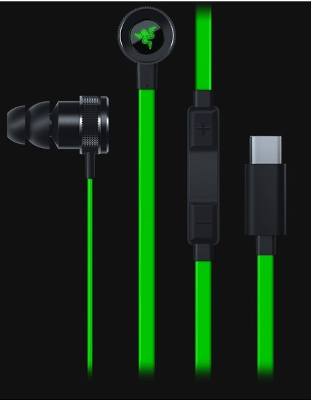 Razer Hammerhead auriculares para móvil Binaural Dentro de oído Negro, Verde Alámbrico