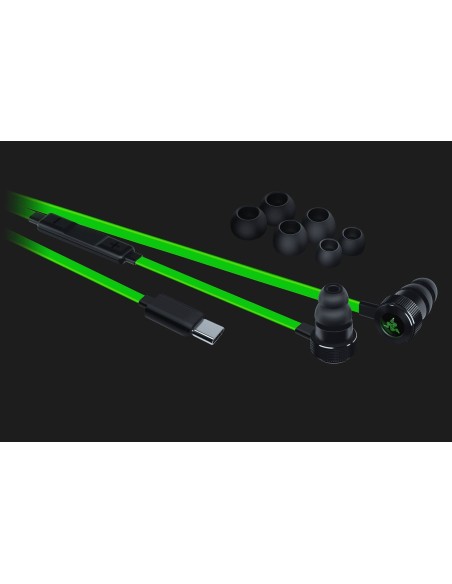 Razer Hammerhead auriculares para móvil Binaural Dentro de oído Negro, Verde Alámbrico