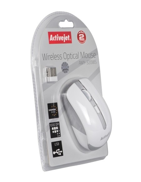 ActiveJet AMY-320WS ratón RF inalámbrico Óptico 1600 DPI Ambidextro