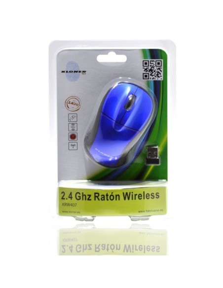 Kloner KRW407 ratón RF inalámbrico Óptico 1200 DPI Ambidextro Negro, Azul