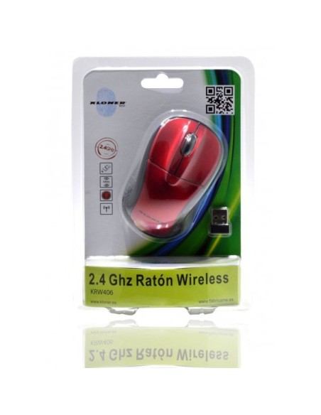 Kloner KRW406 ratón RF inalámbrico Óptico 1200 DPI Negro, Rojo