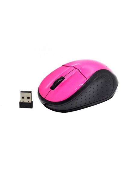 Kloner KRW402 ratón RF inalámbrico Óptico 1200 DPI Ambidextro Negro, Rosa