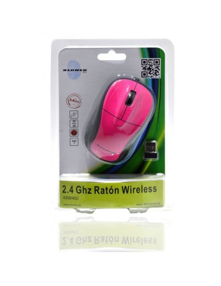 Kloner KRW402 ratón RF inalámbrico Óptico 1200 DPI Ambidextro Negro, Rosa
