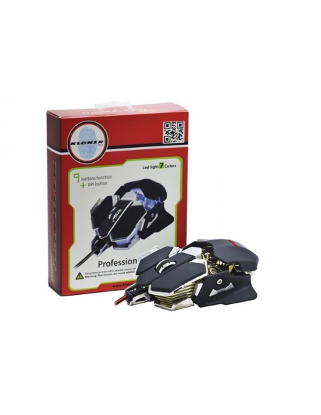 Kloner KRG2 ratón USB 5600 DPI mano derecha Negro, Oro, Plata