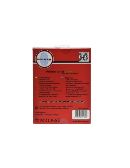 Kloner KRG2 ratón USB 5600 DPI mano derecha Negro, Oro, Plata