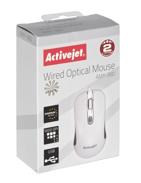 ActiveJet AMY-360 ratón USB Óptico 1000 DPI Ambidextro