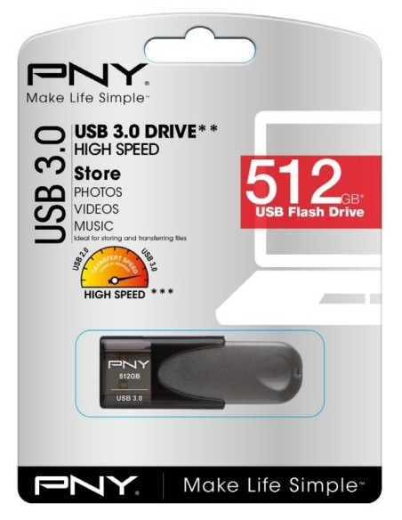 PNY Attaché 4 unidad flash USB 512 GB 3.0 (3.1 Gen 1) Conector Tipo A Gris