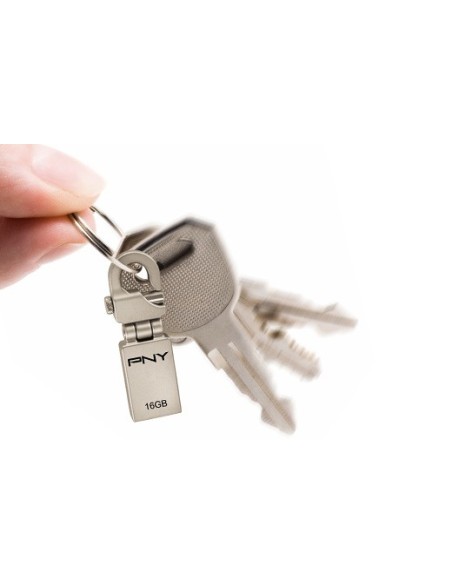 PNY 16GB Micro Hook Attaché unidad flash USB 2.0 Conector Tipo A Metálico