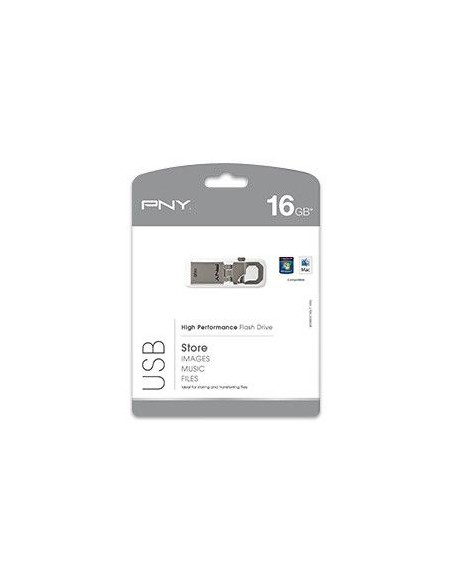 PNY 16GB Micro Hook Attaché unidad flash USB 2.0 Conector Tipo A Metálico