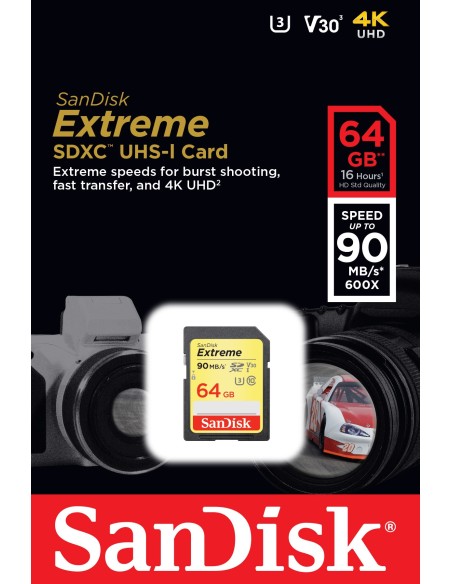 Sandisk Extreme memoria flash 64 GB SDXC Clase 10 UHS-I