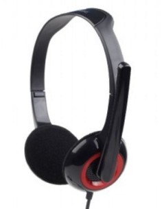 Gembird MHS-002 Binaural Diadema Negro, Rojo auricular con micrófono