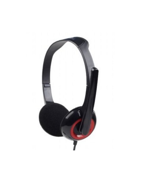 Gembird MHS-002 Binaural Diadema Negro, Rojo auricular con micrófono
