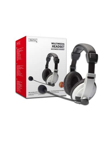 Digitus DA-12201 auricular con micrófono Diadema Binaural Negro, Blanco