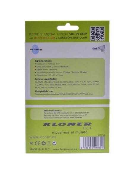 Kloner KLT130 lector de tarjeta Interno Negro